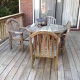 Outdoor Wood Patio Set (Teak ? Unsure) $ 300.00