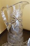 Antique Cut Crystal Glass Pitcher