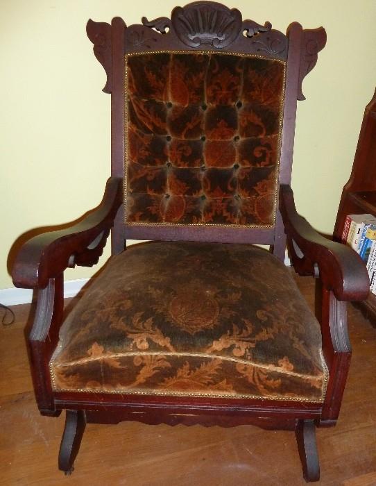 Victorian Eastlake  Walnut Rocking Chair 