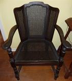 Antique Caned Winged Arm Chair French Traditional Chic 
