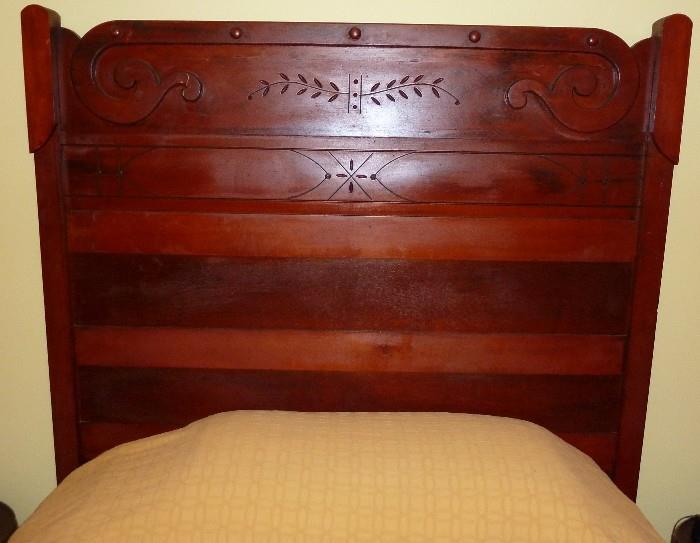Antique Victorian Eastlake Highback Bed Double Size