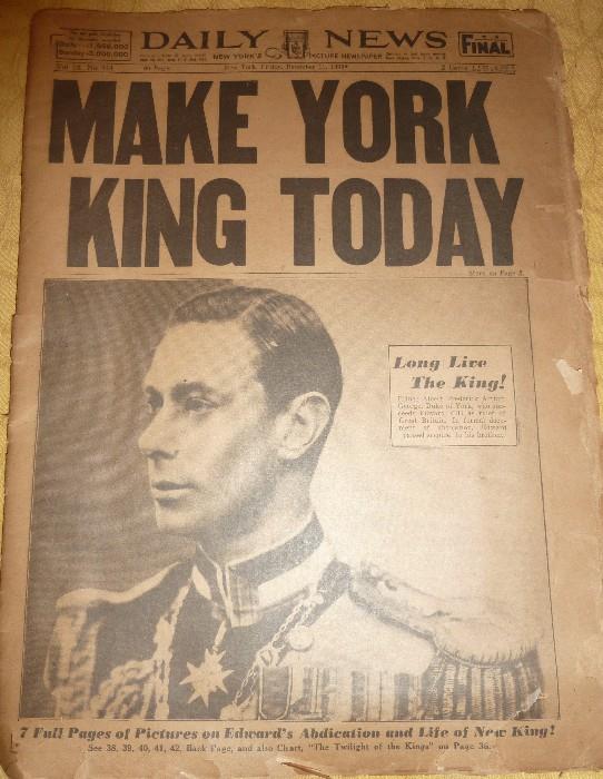 Daily News New York, "Make York King Today" December 11, 1936 