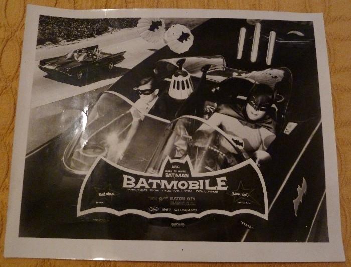 Vintage Batman & Robin in the Famous Batmobile Photograph