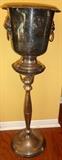Vintage Silver Plate Lions Head Handles Champagne Wine Ice Bucket with Stand 