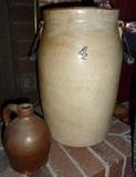 OLD 4 Gallon  Stoneware Pottery Butter Churn with Handles