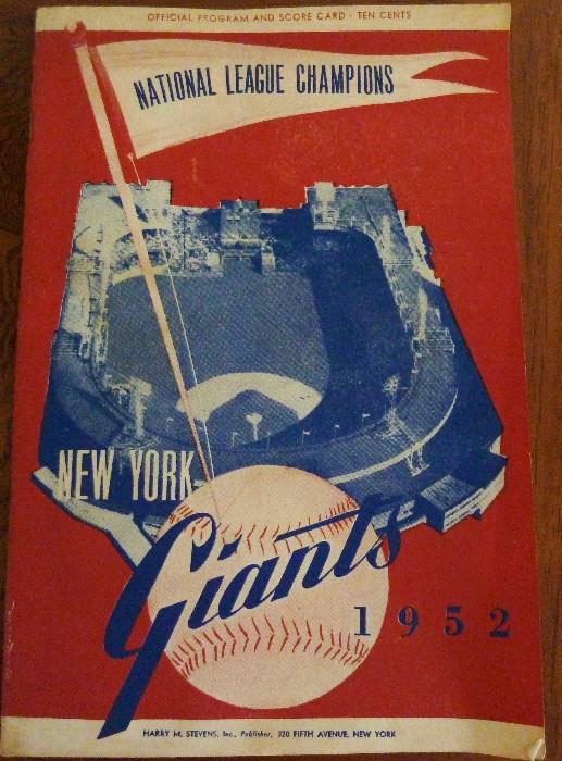 New York Giants 1952 National League Champions Official Program