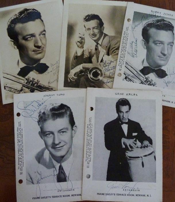 1940s Signed HARRY JAMES Jazz Big Band Leader Autograph Photograph, Johnny Long & Gene Krupa