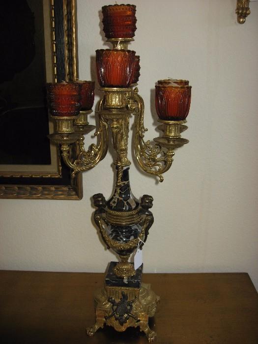 marble and ormulu candelabra, pair