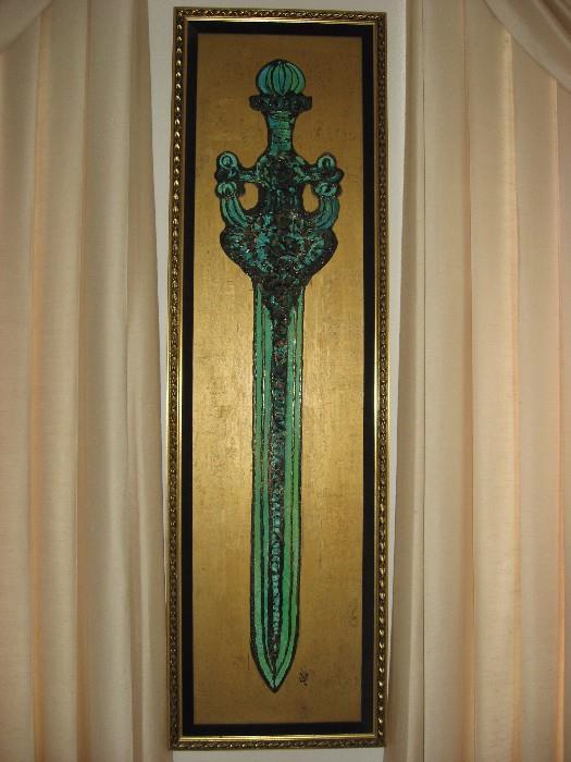 this sword has "jewels" embedded in the painting