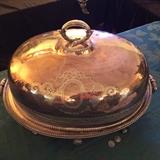 RARE COVERED SILVERPLATE WARMER see coins at foot of base.