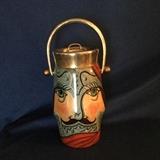 ALDO TURA PAINTED GOAT SKIN PARCHMENT ICE BUCKET WITH MERCURY GLASS LINER.