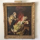 ANTIQUE OIL PAINTING WITH ANTIQUE ROCOCO FRAME