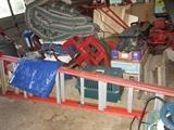 GARAGE - VERY TALL LADDER & TOOLS