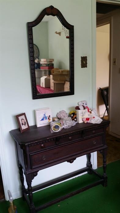 Antique sideboard and mirror