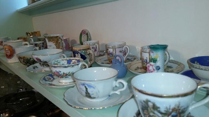 Antique and vintage collectors cup and saucer sets, some very unusual 