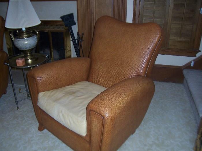 Woven leather armchair pair $495 each