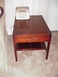 Mahogany table and old Firestone radio 