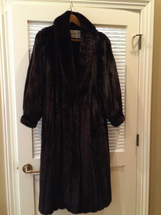 Full length ranch mink coat.  Female skins