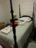NICE CLEAN POSTER TWIN BED WITH MATTRESS AND BOX SPRINGS. LINENS ARE ALSO FOR SALE