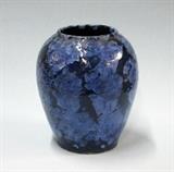 Art pottery vase w/cobalt blue glaze, 6" tall