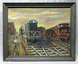 Schweikhard painting "Republic St. 1960", oil on board, 24x30"