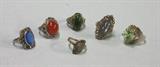 sterling silver gemstone rings, some with marquisites