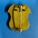 reverse of badge showing inscription & markings