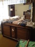 Vintage Dresser with Etched Mirror, King Size Sheets