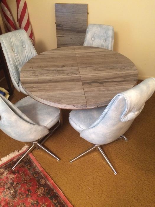 Vintage Formica and Chrome Table with Vinyl and Chrome Chairs