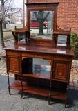 C/1890's Rosewood English Étagère, Edwardian style, w/fine inlays and beveled mirrors