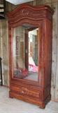 ~ C/1870's Mahogany Victorian Curio Cabinet w/mirrored back, crotch cut veneers and hidden drawer