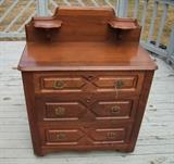 C/1890's Walnut Bachelor's chest w/candle shelves 