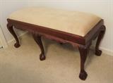 70s Mahogany Chippendale Style Bench with Ball & Claw Feet