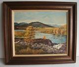 C/1960's Oil on board of Scottish Highland landscape w/Hudson's tag on back