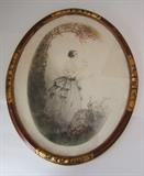 C/1930's Signed Jean Hardy (French, b.1880) color etching of Pretty Lady, Paris address 