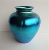 C/1920's signed Stueben blue Aurene Art Glass vase, 8 1/4" tall 