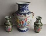 19th C Chinese Porcelain Vases with Hand Painted Figures