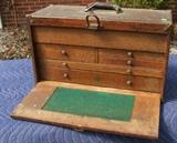 Un-restored 20s Oak Machinist Tool box by National Cabinet Co.