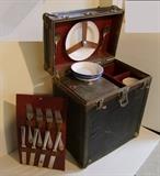 1920 Cased Enameled Traveling Picnic Set with all supplies