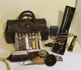 1920s Leather Doctors Bag with Various Medical Equipment & Supplies