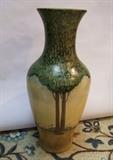 Circa 1910 Large Art Pottery Floor Vase with Fired on Tree Decorations....Unsigned
