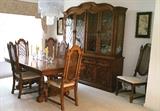 Thomasville 10 piece Diningroom Set includes: Table that expands from 68 to 108 inches long, 44w 30t, China cabinet is in 2 parts 6 ft. long, 8 CHAIRS!!! Wonderful condition