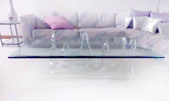 Mid Century "Lion in Frost" Lucite Iceberg Coffee Table.