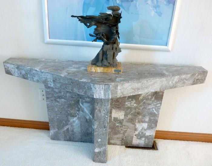 Gray 2 piece Marble Console