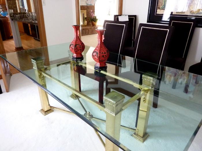 Brass and Glass Dining Room Table