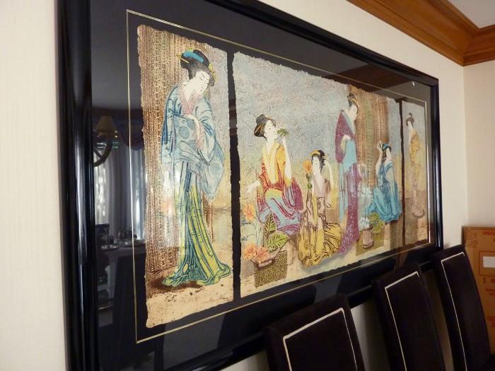 Geisha triptych. All 3 panels are signed by the artist. 