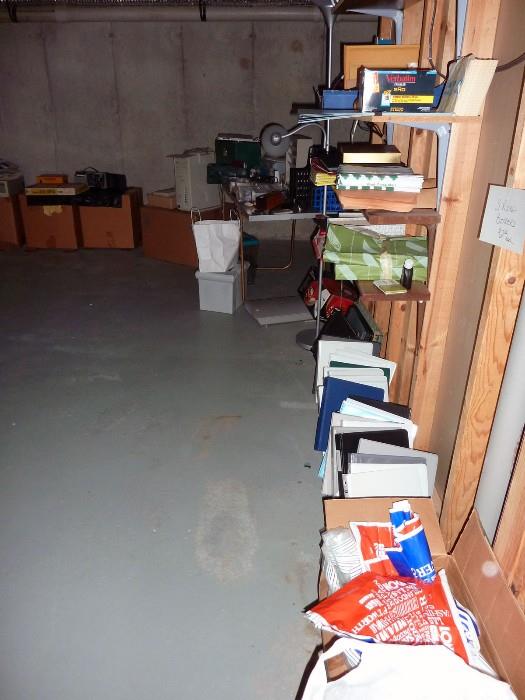 Unfinished basement--office supplies