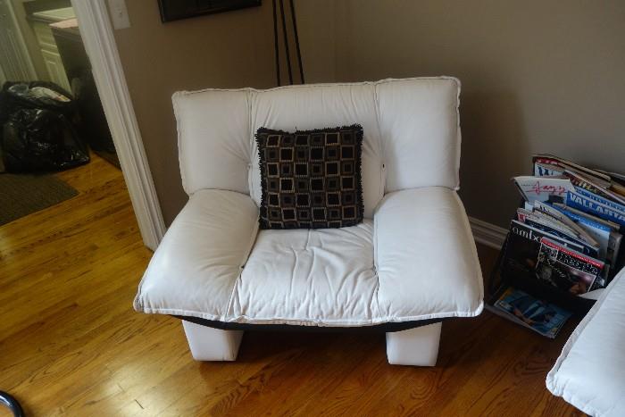 Custom white leather chair