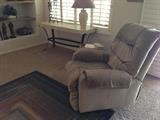 Recliner, Sofa Hall Table, Lamp, Rug