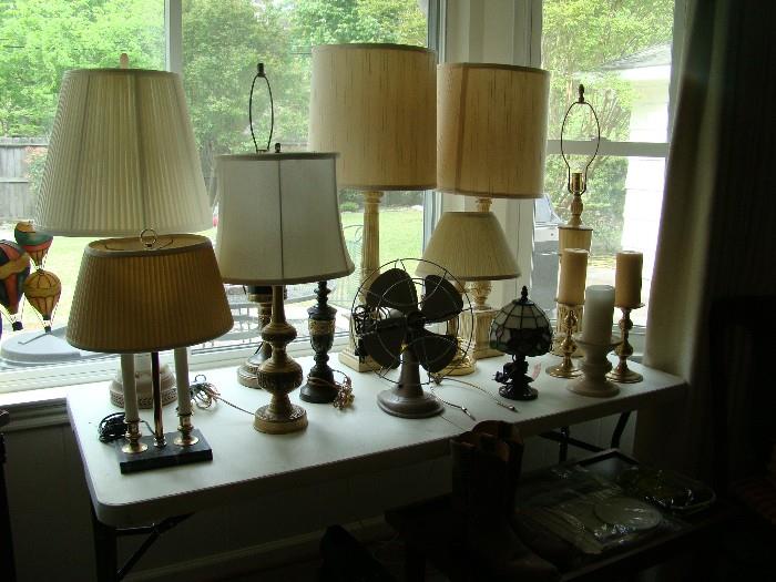 various lamps, fan